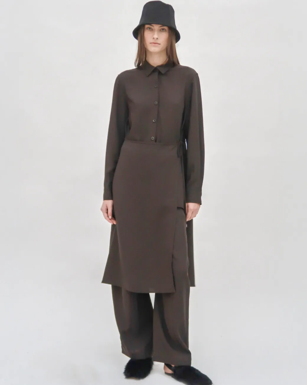 ASYMMETRIC APRON SHIRT - VISCOSE TWILL