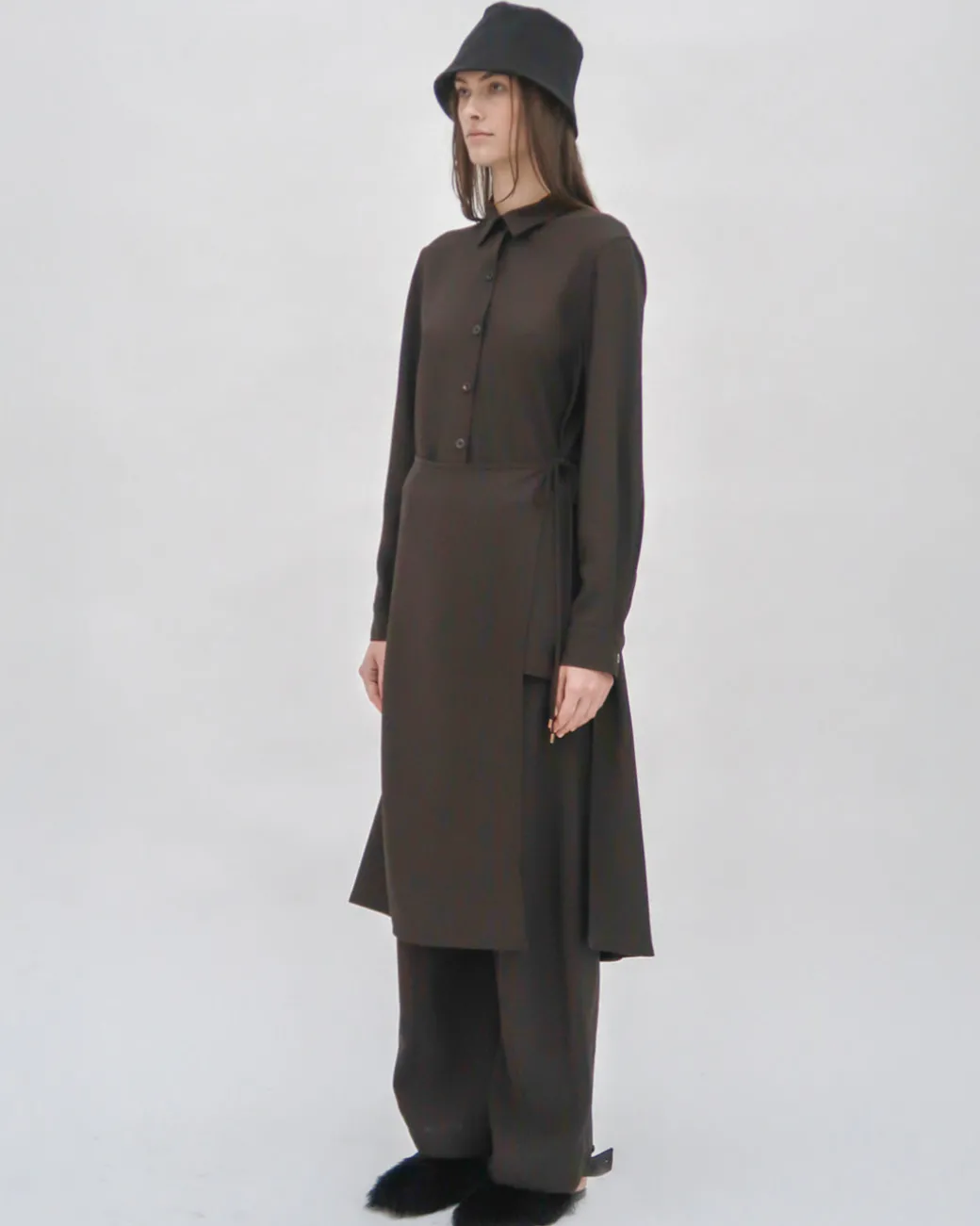 ASYMMETRIC APRON SHIRT - VISCOSE TWILL