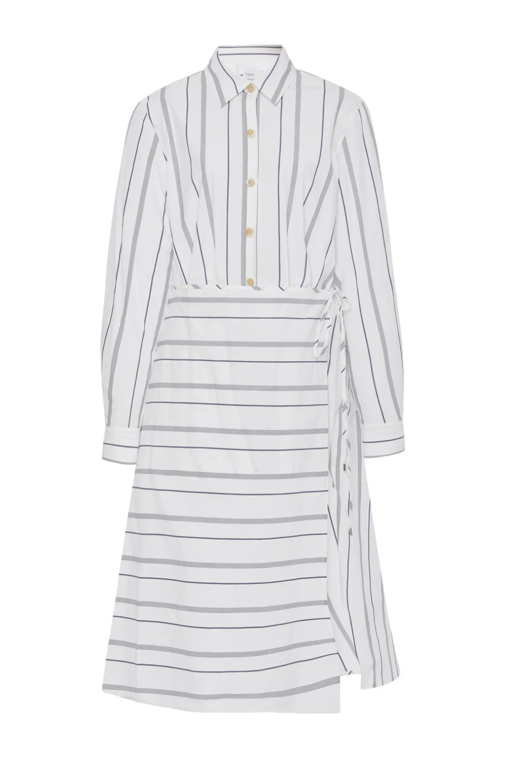 ASYMMETRIC APRON SHIRT - WIDE STRIPE COTTON POPLIN