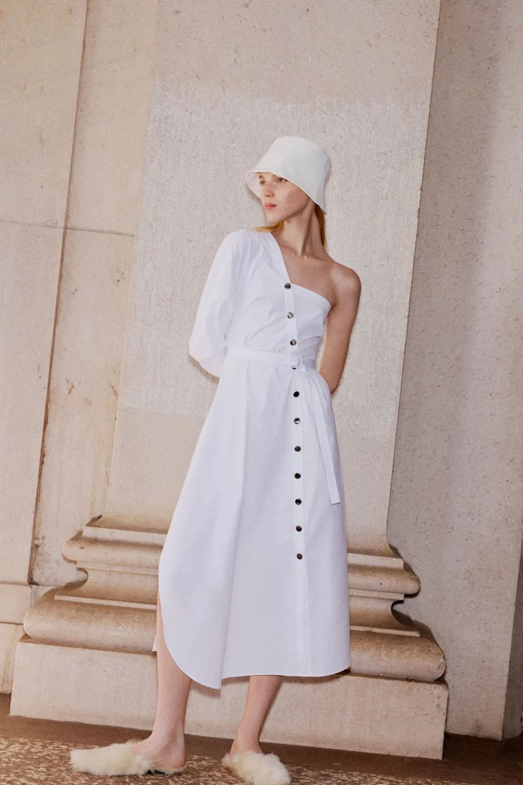 ASYMMETRIC ONE SHOULDER SHIRTDRESS