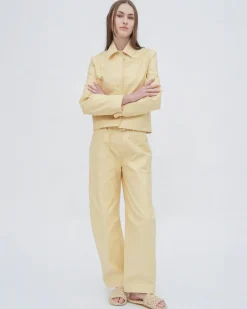 BELTED STRAIGHT TAPER TAB PANT - STRETCH COTTON SH