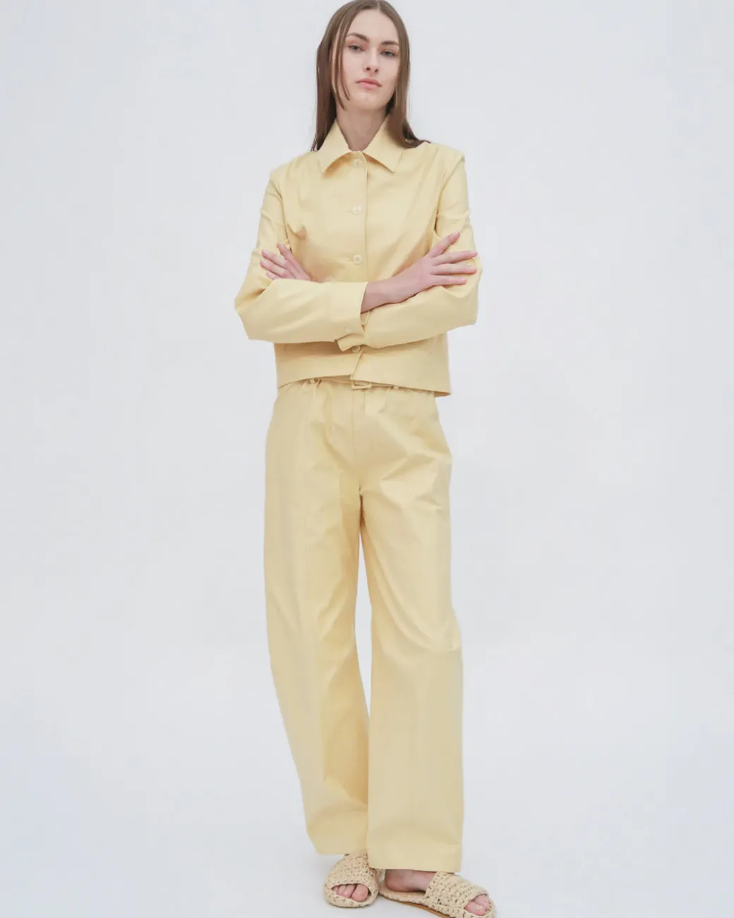 BELTED STRAIGHT TAPER TAB PANT - STRETCH COTTON SH