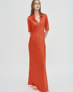 BIAS POLO TOP - SILK SATIN