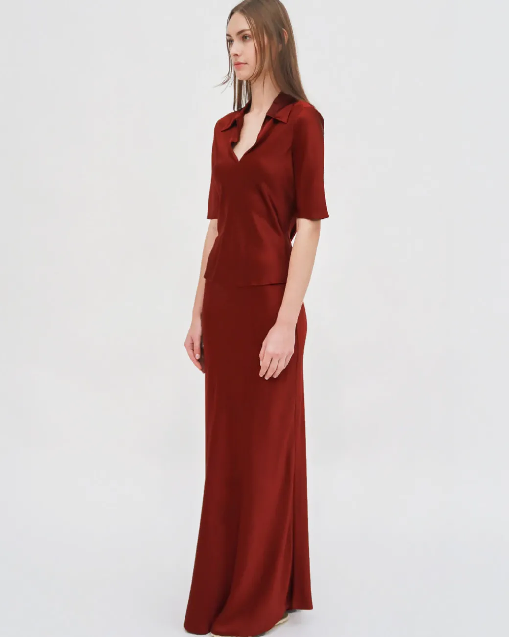 BIAS POLO TOP - SILK SATIN
