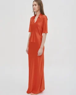 BIAS POLO TOP - SILK SATIN