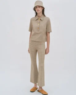 BOXY POLO T-SHIRT - HOUNDSTOOTH PLAID