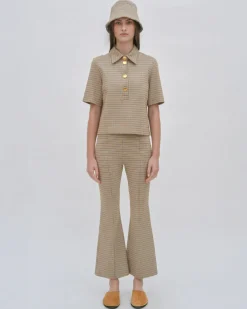 BOXY POLO T-SHIRT - HOUNDSTOOTH PLAID