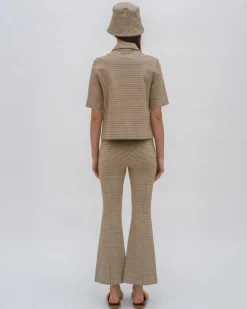 BOXY POLO T-SHIRT - HOUNDSTOOTH PLAID