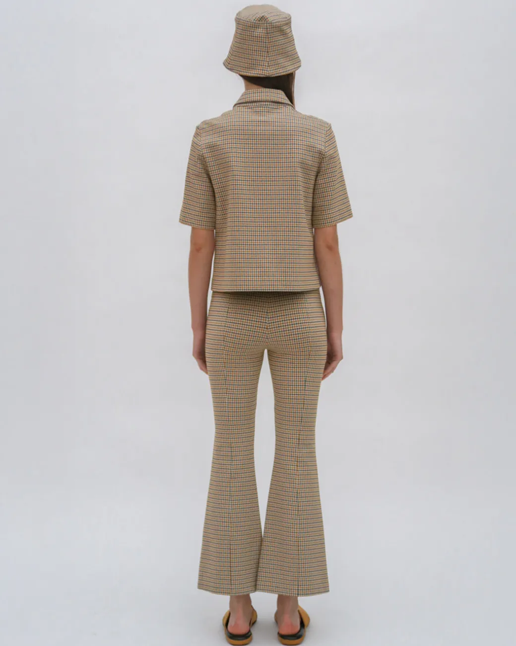 BOXY POLO T-SHIRT - HOUNDSTOOTH PLAID