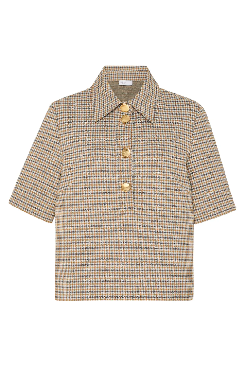 BOXY POLO T-SHIRT - HOUNDSTOOTH PLAID