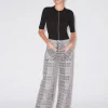 BUTTON FRONT DENIM PANT - PLAID DENIM