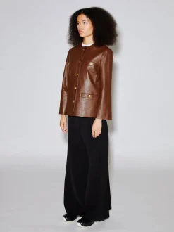 BUTTON POCKET CREWNECK JACKET - STRETCH PLONGE