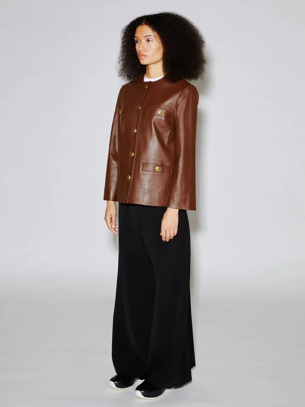 BUTTON POCKET CREWNECK JACKET - STRETCH PLONGE
