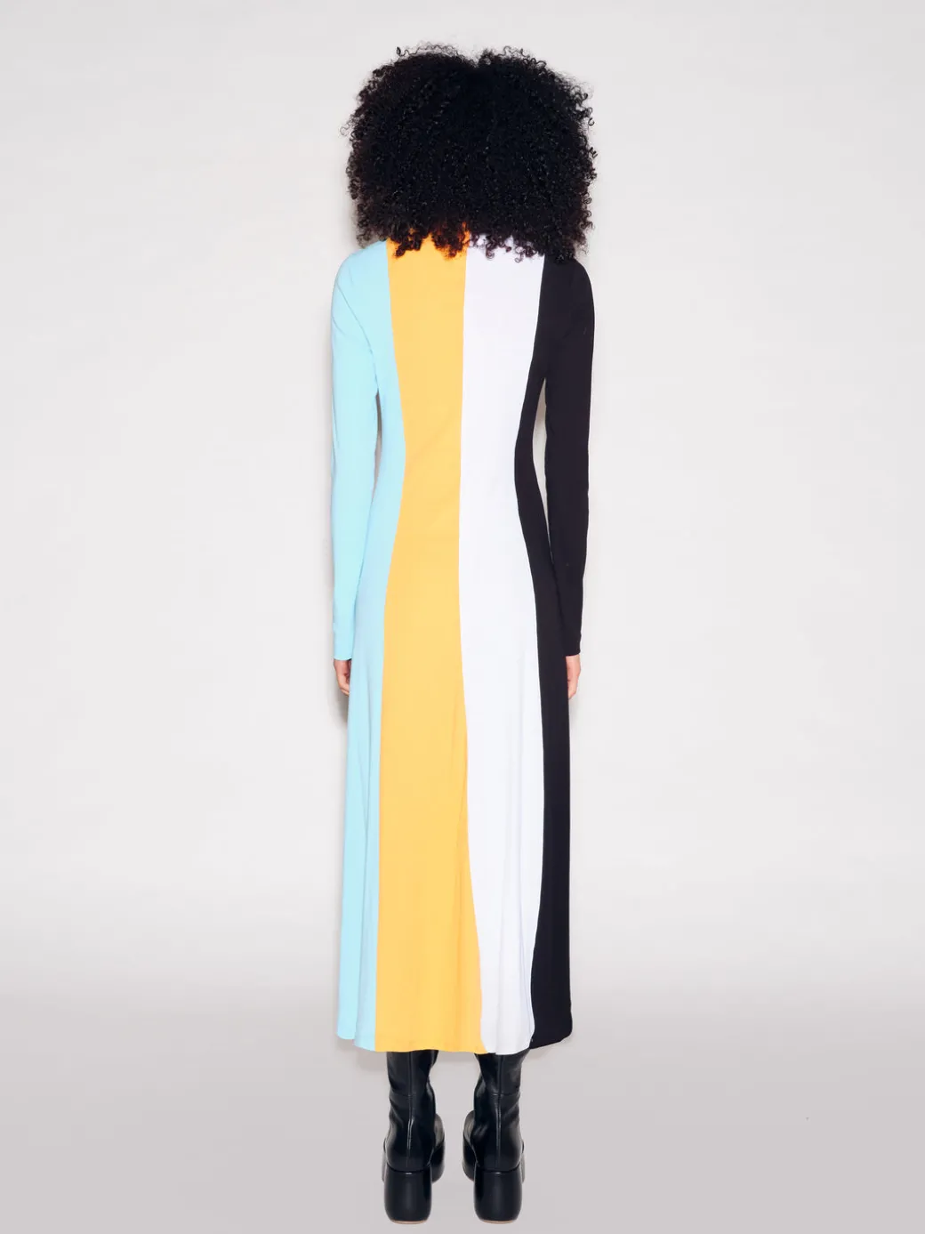 COLORBLOCK ZIP UP TURTLENECK DRESS