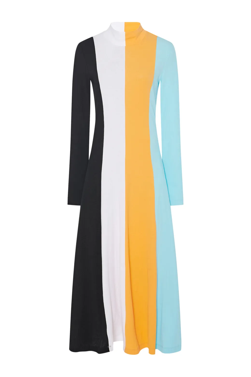 COLORBLOCK ZIP UP TURTLENECK DRESS