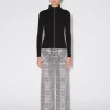 CONTRAST STITCH MOCK NECK T-SHIRT