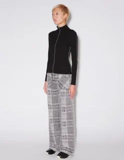 CONTRAST STITCH MOCK NECK T-SHIRT