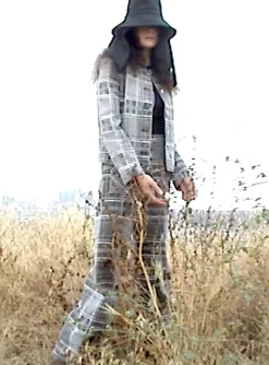 CREWNECK JACKET - PLAID DENIM