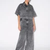 CROPPED OVERSIZED POLO - BLACK DENIM