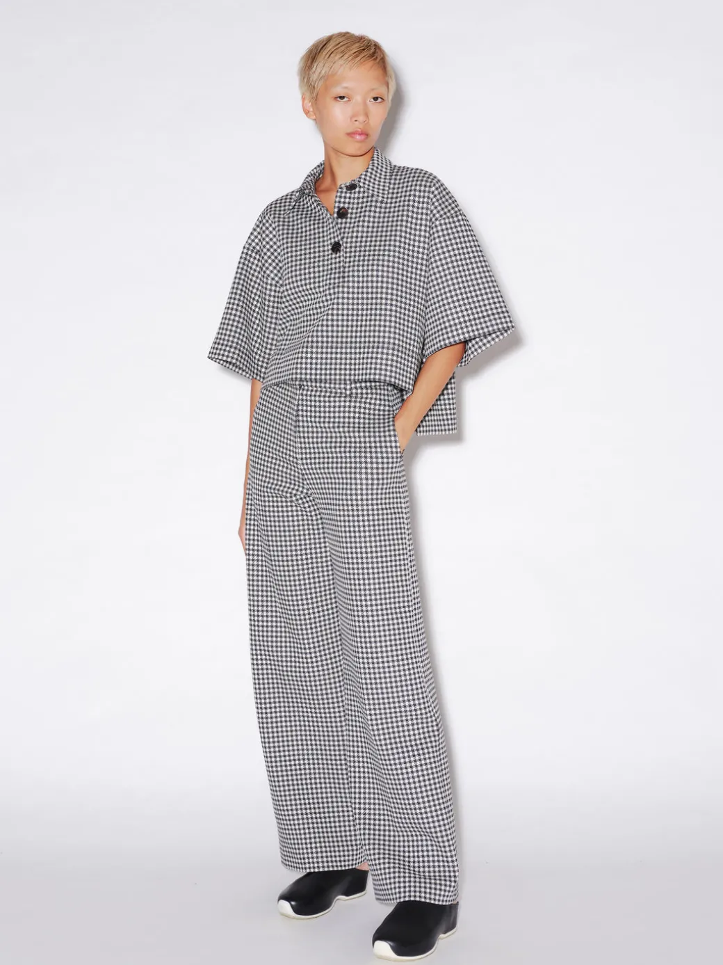 CROPPED OVERSIZED POLO - GINGHAM