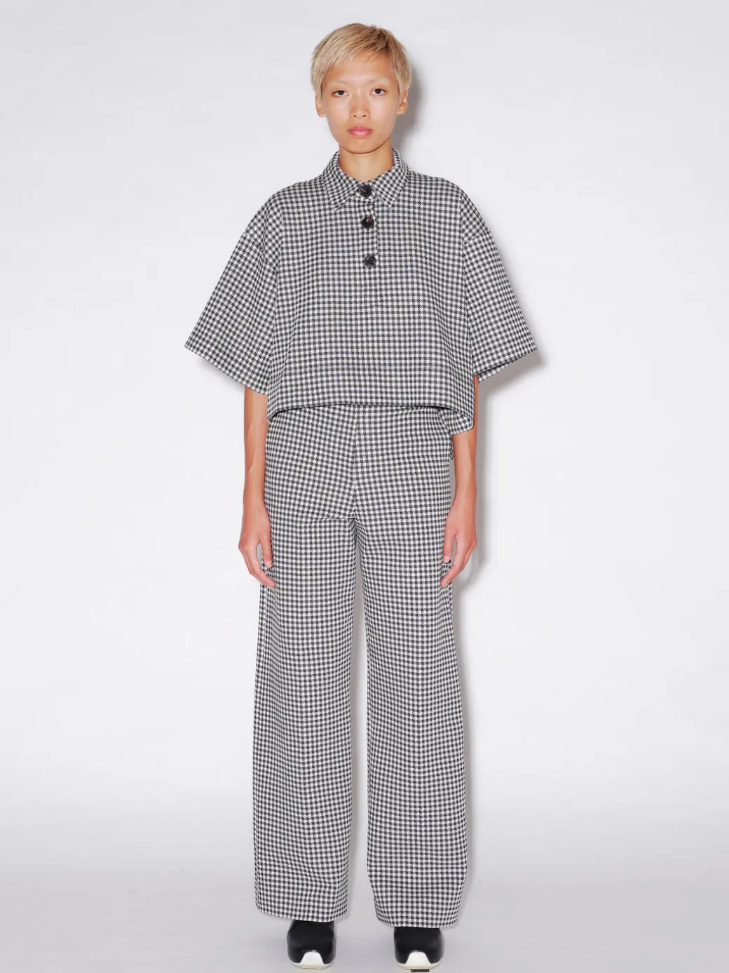 CROPPED OVERSIZED POLO - GINGHAM