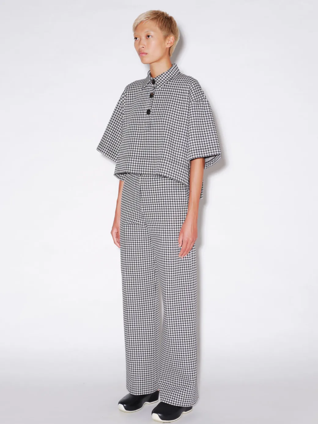 CROPPED OVERSIZED POLO - GINGHAM