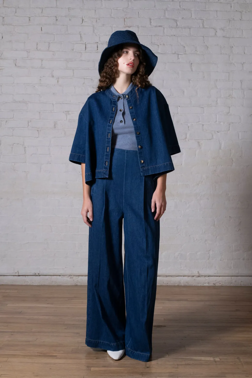 CROPPED OVERSIZED SHIRT - DENIM