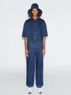 CROPPED OVERSIZED SHIRT - DENIM