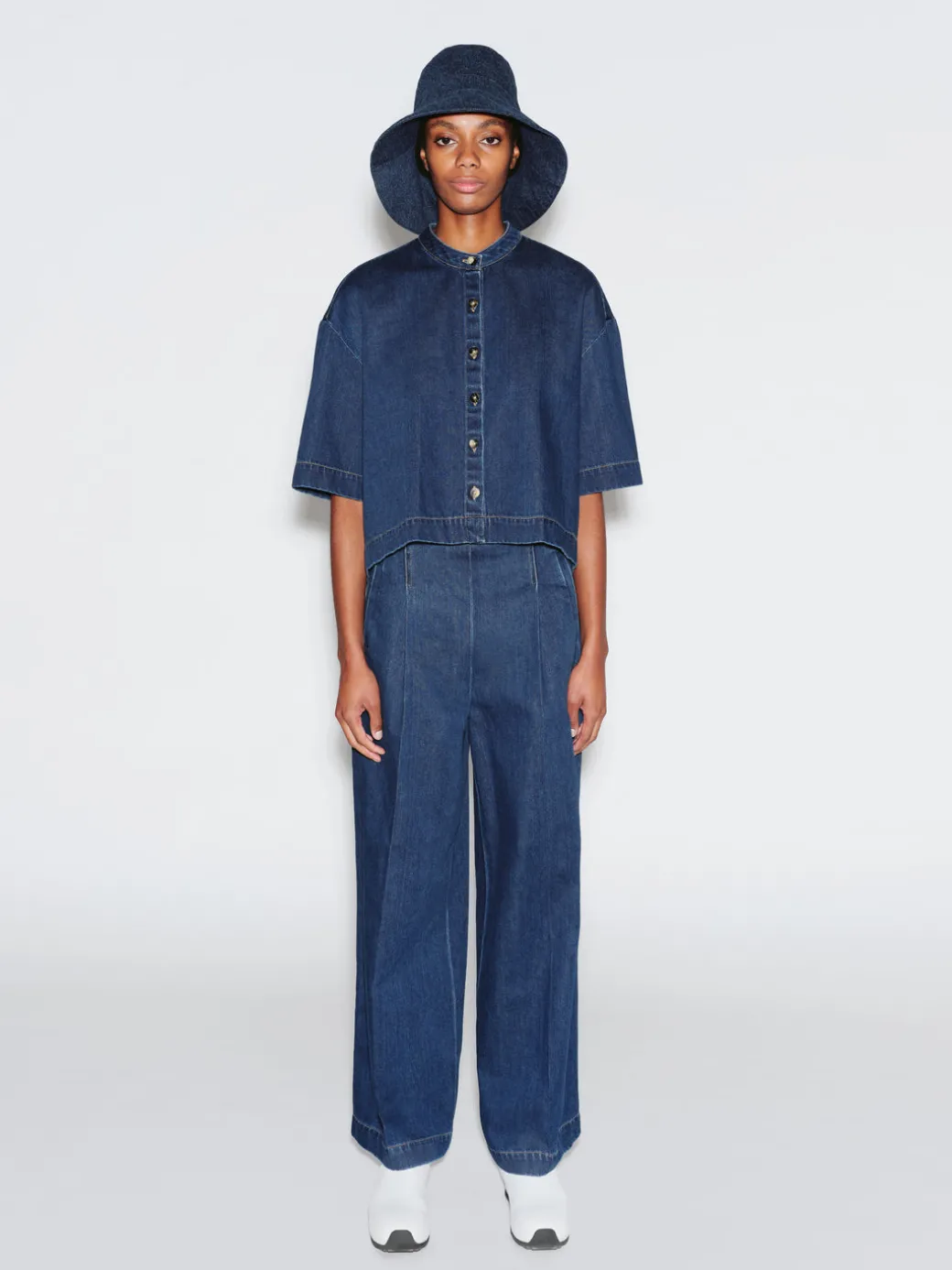 CROPPED OVERSIZED SHIRT - DENIM