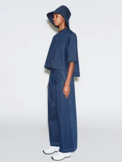 CROPPED OVERSIZED SHIRT - DENIM
