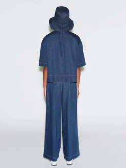 CROPPED OVERSIZED SHIRT - DENIM