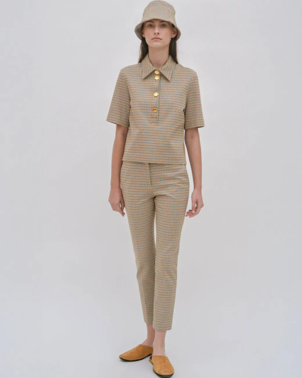CROPPED SKINNY PANT - HOUNDSTOOTH PLAID