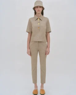 CROPPED SKINNY PANT - HOUNDSTOOTH PLAID