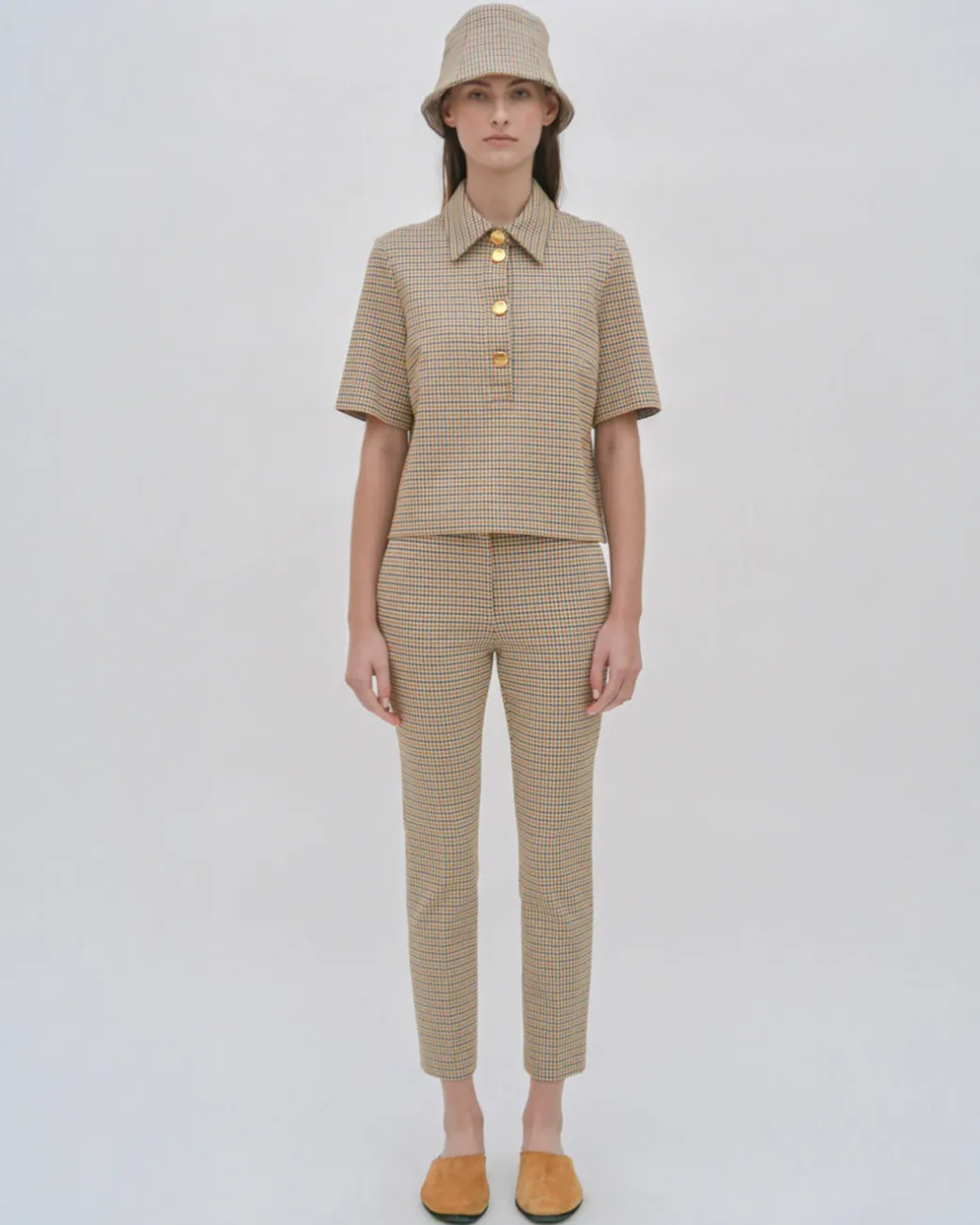 CROPPED SKINNY PANT - HOUNDSTOOTH PLAID