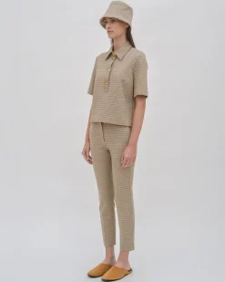 CROPPED SKINNY PANT - HOUNDSTOOTH PLAID