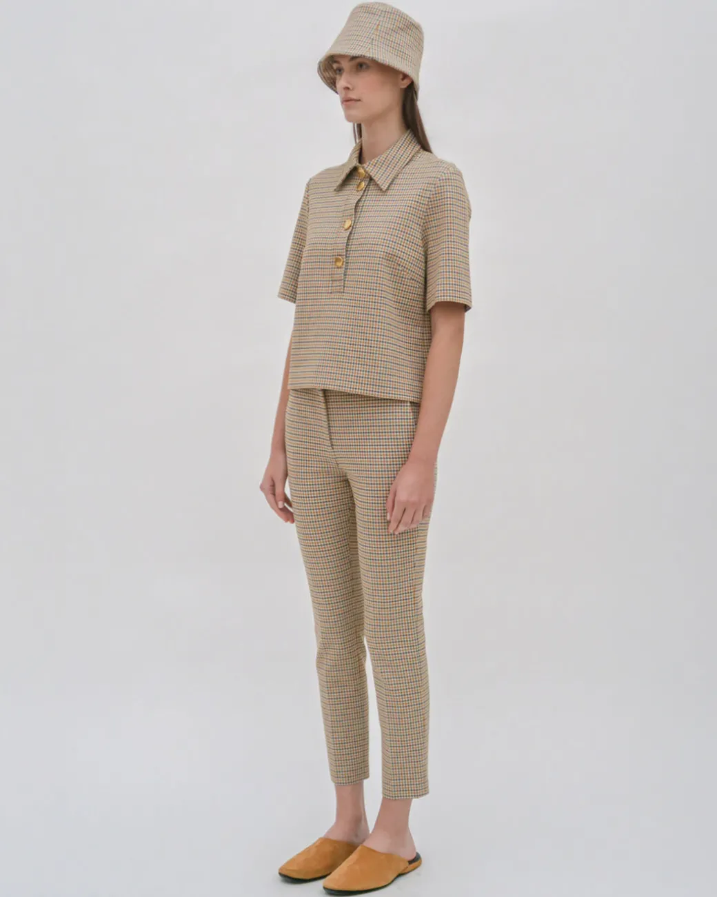 CROPPED SKINNY PANT - HOUNDSTOOTH PLAID