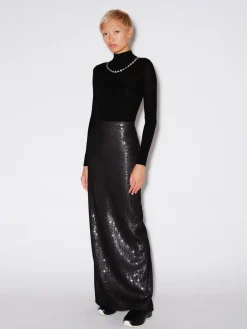 CRYSTAL TRIM TURTLENECK PULLOVER