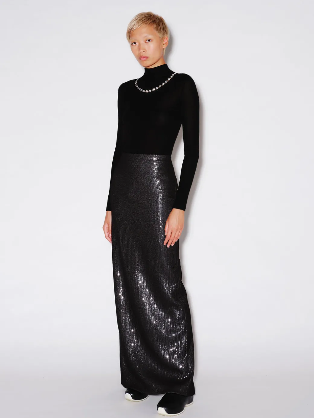 CRYSTAL TRIM TURTLENECK PULLOVER