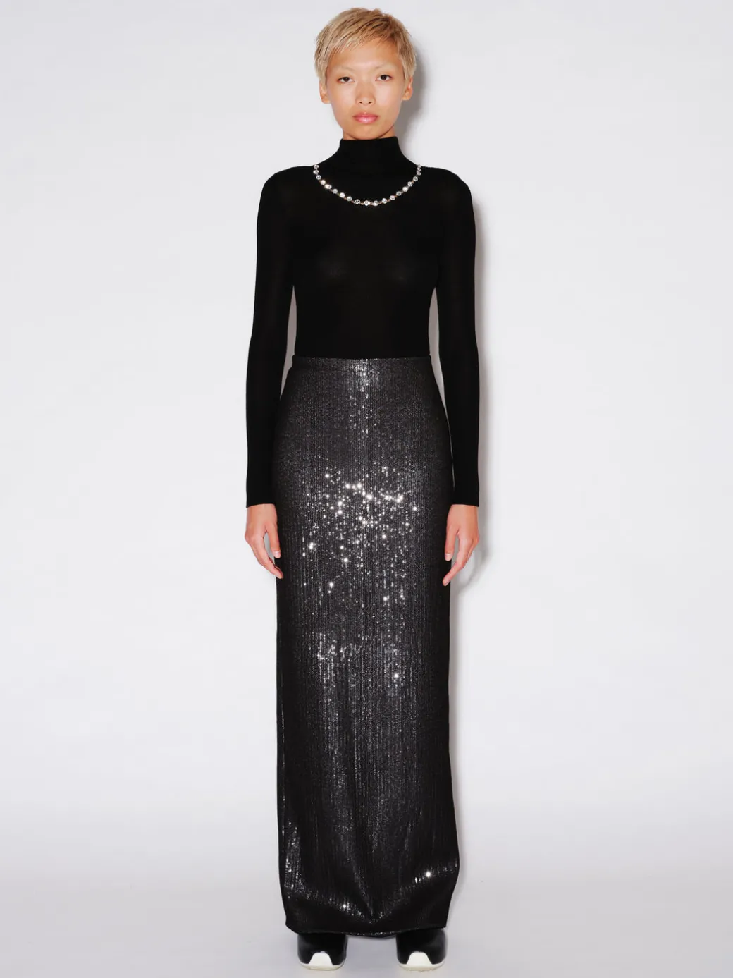 CRYSTAL TRIM TURTLENECK PULLOVER
