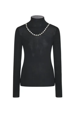CRYSTAL TRIM TURTLENECK PULLOVER