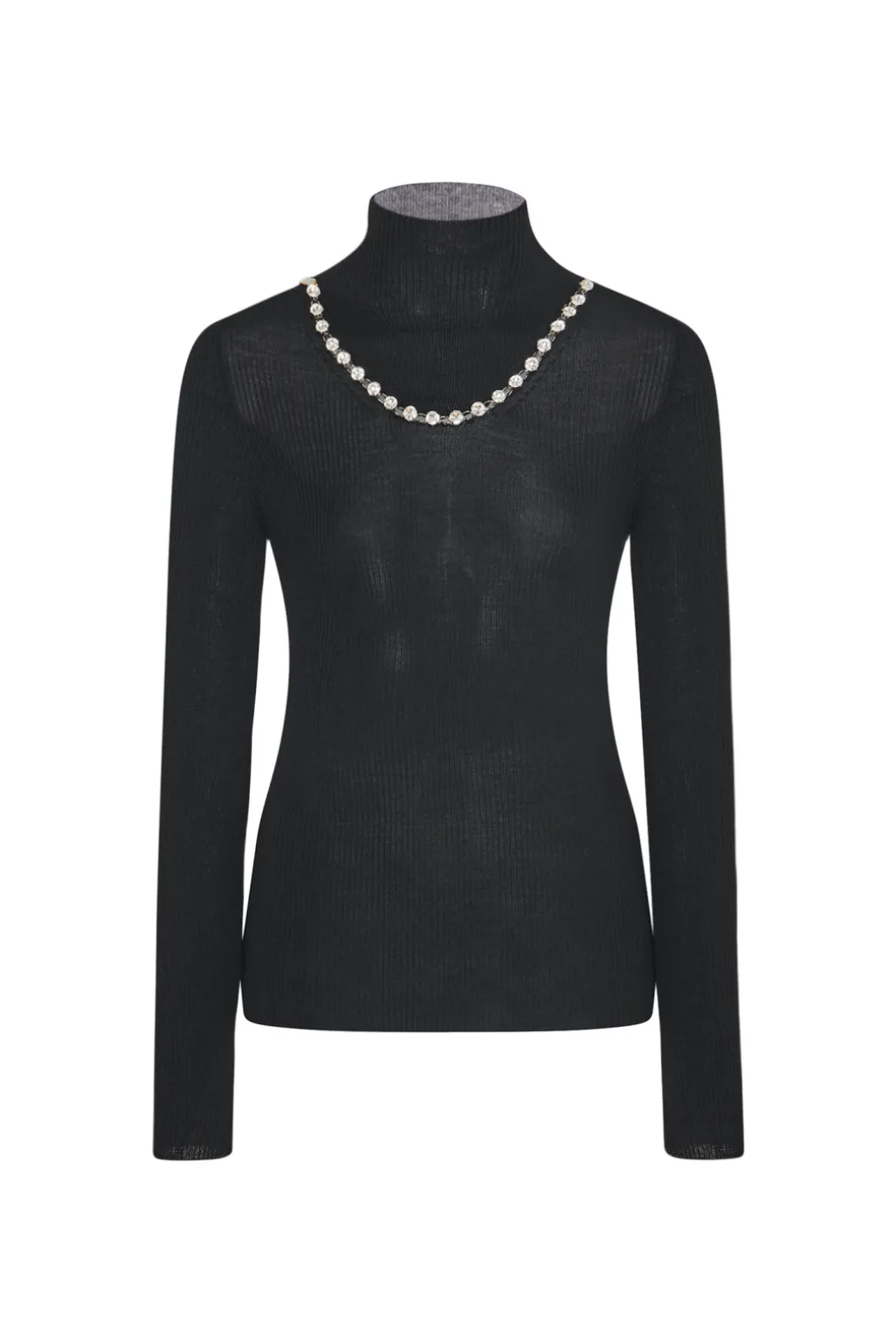 CRYSTAL TRIM TURTLENECK PULLOVER