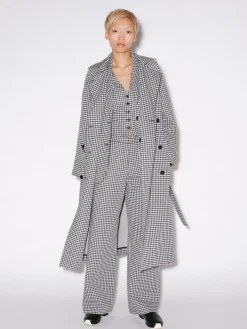 DOUBLE BREASTED TRENCH COAT - GINGHAM