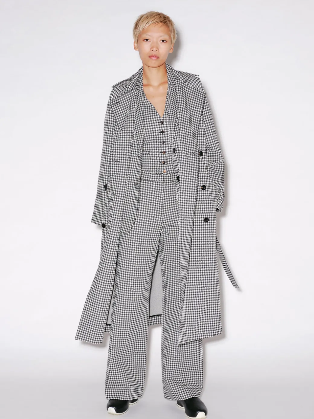 DOUBLE BREASTED TRENCH COAT - GINGHAM