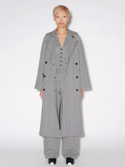 DOUBLE BREASTED TRENCH COAT - GINGHAM