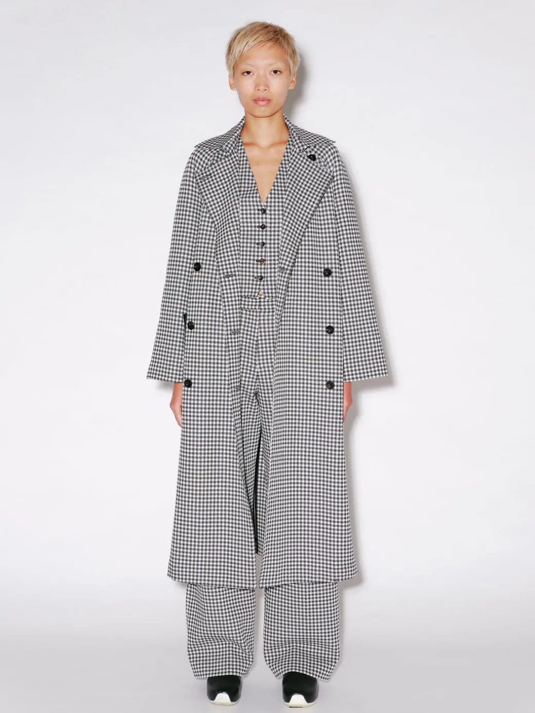 DOUBLE BREASTED TRENCH COAT - GINGHAM