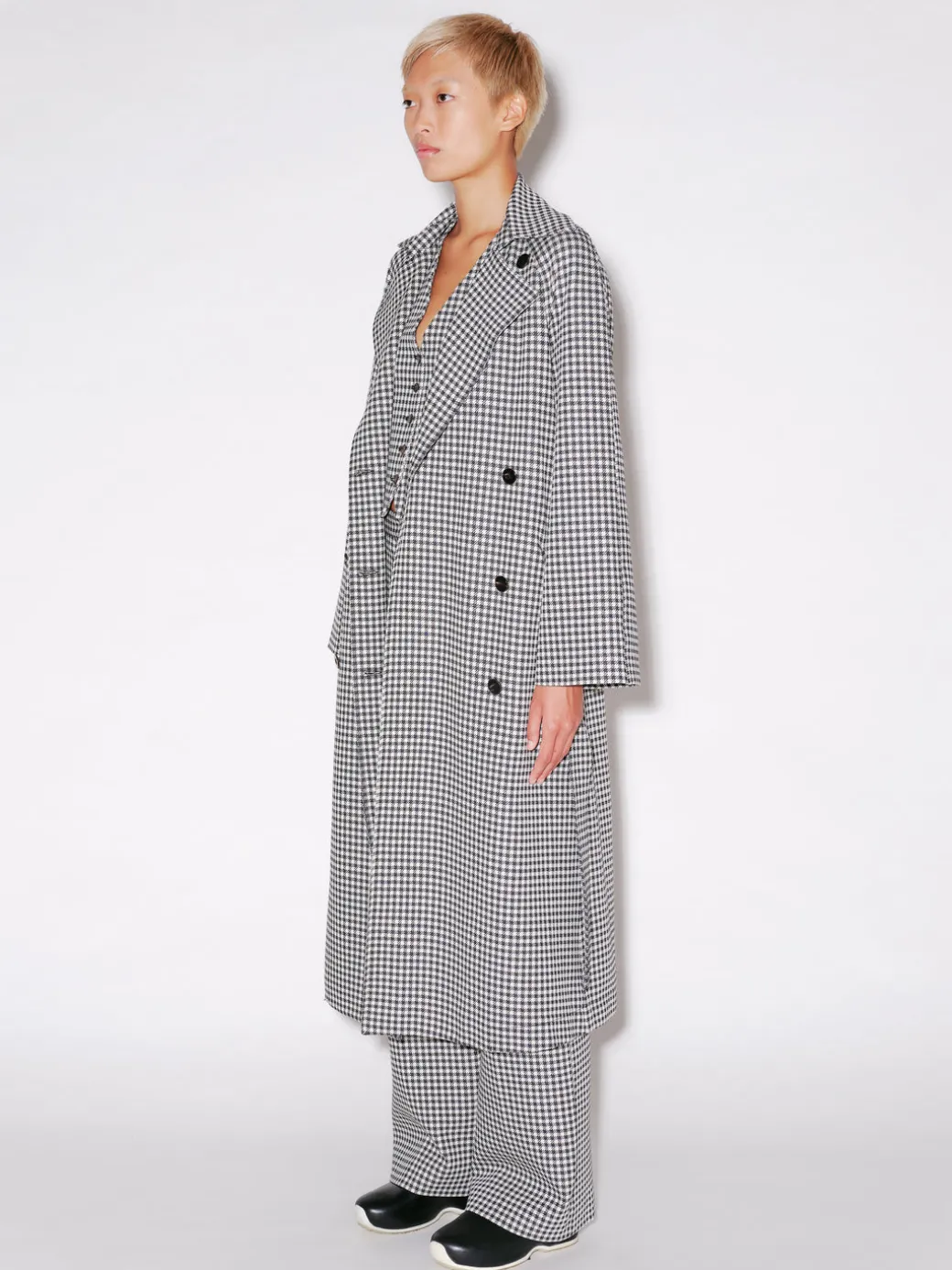 DOUBLE BREASTED TRENCH COAT - GINGHAM