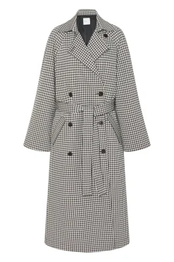DOUBLE BREASTED TRENCH COAT - GINGHAM