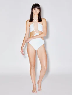 Drawstring Bandeau One Piece Swimsuit