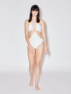 Drawstring Bandeau One Piece Swimsuit