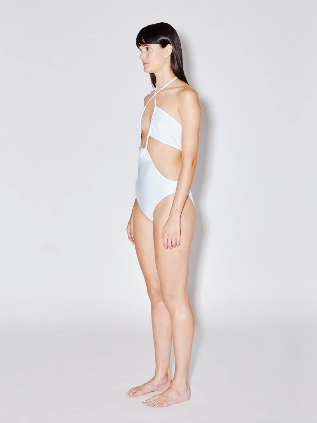 Drawstring Bandeau One Piece Swimsuit